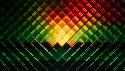 Aufkleber - Colorful textured pattern with red, orange, and green diamonds illuminated by light