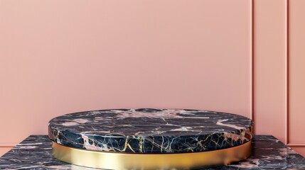 Wall Mural - Elegant Marble Podium with Gold Accents