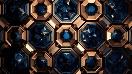 Abstract Blue and Gold Geometric Pattern