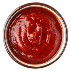 Wall Mural - Red sauce ketchup top view isolated on white