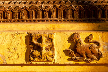 detail of decoration on the basement in Wat Si Saket features in Vientiane, Laos