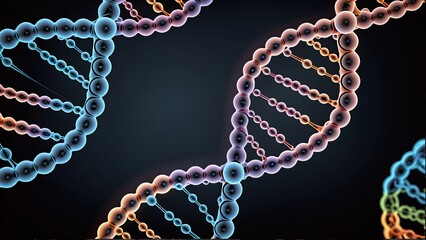 DNA humano fosforescente con fondo negro. 