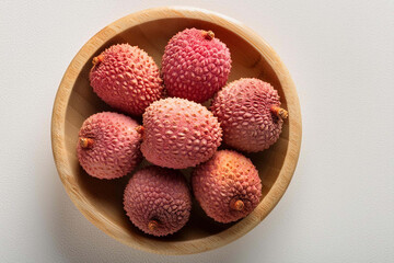 Wall Mural - A single pic lychee on white background top view