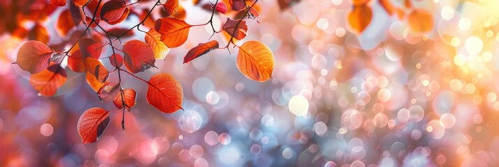 Wall Mural - Fall Autumn. Colorful Bright Leaves Swinging in Autumnal Park with Bokeh Backdrop