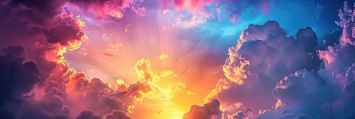 Poster - Clouds With Sunset. Dramatic Sunset Sky with Colorful Twilight Background