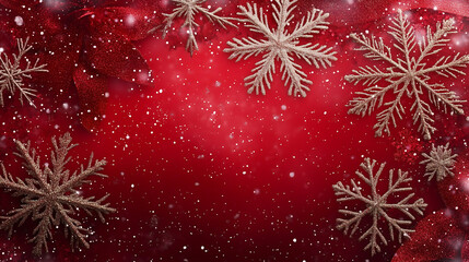 Canvas Print - red christmas snowflakes background 