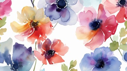 Canvas Print - Seamless pattern of watercolor flowers