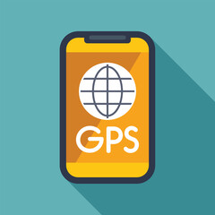 Poster - Mobile phone is displaying a gps application, highlighting the global reach of positioning technology