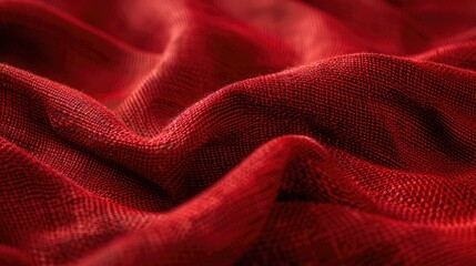 Wall Mural - Red fabric cloth texture close-up