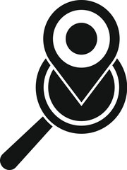 Poster - magnifying glass is focusing on a gps marker, representing location tracking