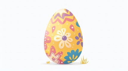 Wall Mural - Colorful Easter Egg with Floral Pattern - Festive Spring Decoration