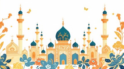 Wall Mural - Islamic Mosque Architecture with Floral Design