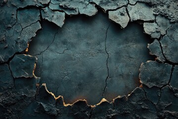 Canvas Print - Cracked Black Surface with Circular Opening