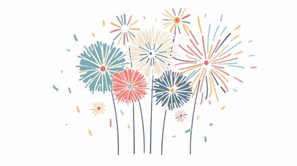 Wall Mural - Colorful Fireworks Illustration - Celebration Design