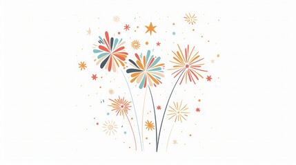 Wall Mural - Colorful Fireworks Illustration - Celebration Design