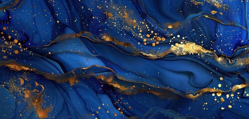 Poster - Abstract Background, cobalt blue mixed with radiant gold accents, giving a royal and opulent feel to the composition.
