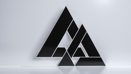 Poster - Black triangular blend on white background with halftone effect for pattern design
