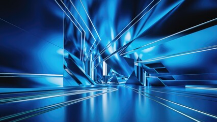 Poster - Vibrant Blue Minimalist Abstract Technology Background