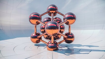 Poster - Isolated abstract 3D sphere structure on white background