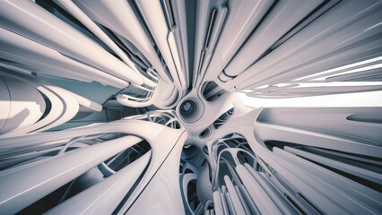 Poster - Abstract white architectural background 3D rendering and illustration