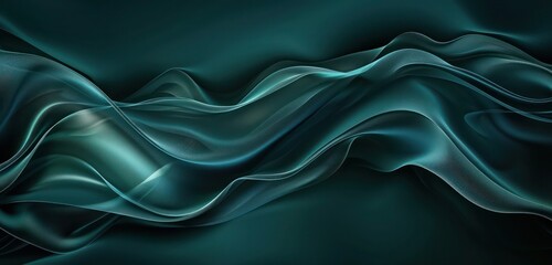 Wall Mural - Abstract Background, dark teal with flowing organic shapes, providing a serene and balanced visual experience.