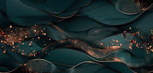 Poster - Abstract Background, dark teal with hints of rose gold, forming a stunning and luxurious contrast that draws the eye.