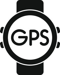 Poster - Black and white icon of a smartwatch displaying gps functionality, representing location services and wearable technology