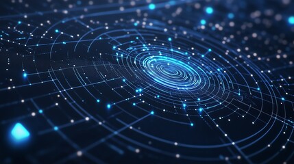 Poster - a vibrant digital representation of swirling patterns and glowing dots in a futuristic design