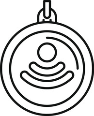 Poster - outline icon of a round keychain showing a person with a wifi symbol, representing being always conn