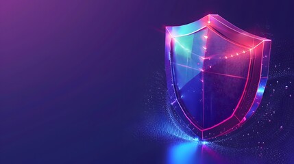 Poster - futuristic glowing shield representing cybersecurity, data protection, and digital security in a vib