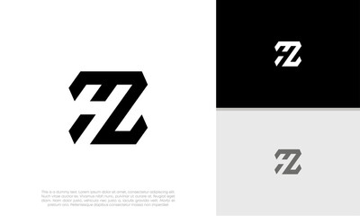 Poster - Initials Z. ZH. HZ logo design. Initial Letter Logo. Innovative high tech logo template.