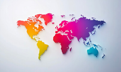 Poster - a colorful world map with the continents of africa, asia, europe, north america, and south america