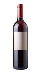 Fototapete - Red wine bottle with blank label, isolated against transparent background