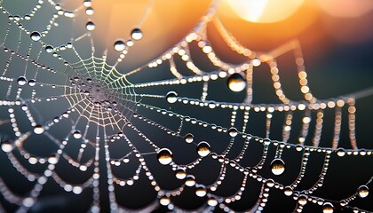 spider web with dew drops
