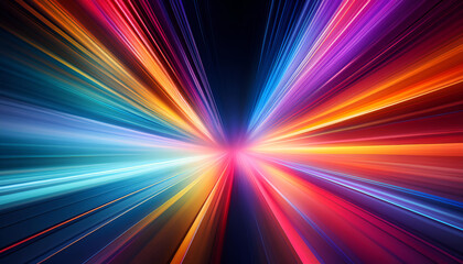 Aufkleber - Colorful bursts of light radiating from a central point, creating a vibrant display of motion in a dark background