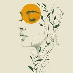 Wall Mural - woman face with flowers