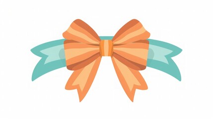 Wall Mural - Orange and Blue Ribbon Bow - Vector Illustration