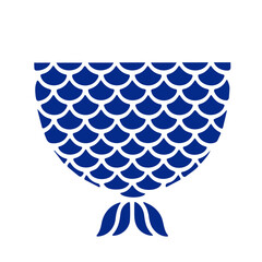 Poster - A blue fish-scale pattern in the shape of a bowl or vase