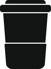 Poster - simple black and white icon of a disposable coffee cup, perfect for use in graphic design projects