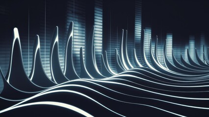 Poster - Abstract wave background with stylized curved lines Digital frequency equalizer track element for design Smooth flowing vector art
