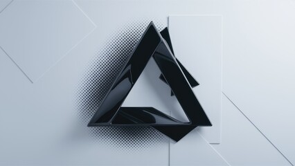 Poster - Black triangular blend on white background with halftone effect for pattern design