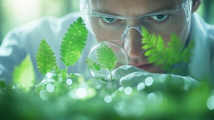 Canvas Print - A scientist studying the impact of pollution on a forest, showcasing the role of environmental testing in understanding ecological impacts.