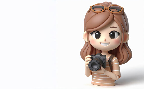 3D anime Character Photographer for world photography day theme background