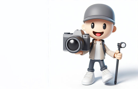 3D anime Character Photographer for world photography day theme background