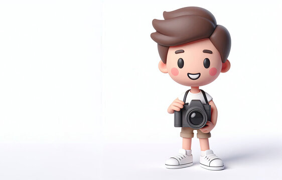 3D anime Character Photographer for world photography day theme background