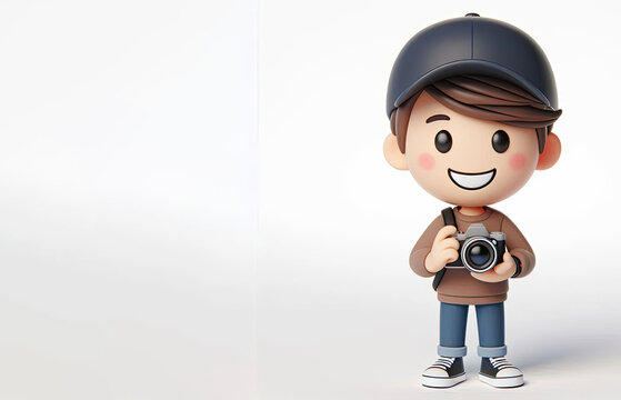 3D anime Character Photographer for world photography day theme background