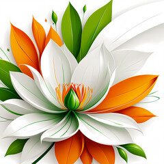 Canvas Print - abstract floral border design of saffron, white and green colors representing Indian national flag in white background, graphic design illustration wallpaper