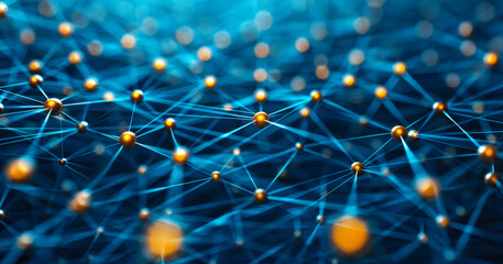 Poster - abstract digital network of connected spheres and lines representing business and networking concept