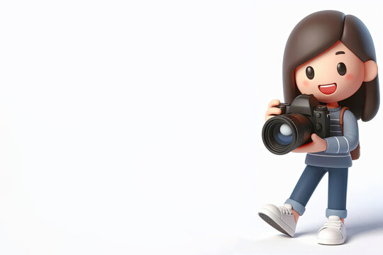 3D anime Character Photographer for world photography day theme background