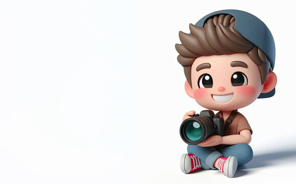 3D anime Character Photographer for world photography day theme background